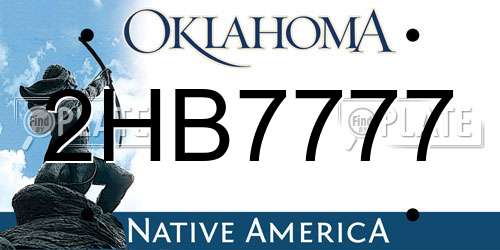 2HB7777 Oklahoma License Plate