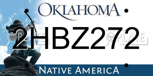 2HBZ272 Oklahoma License Plate
