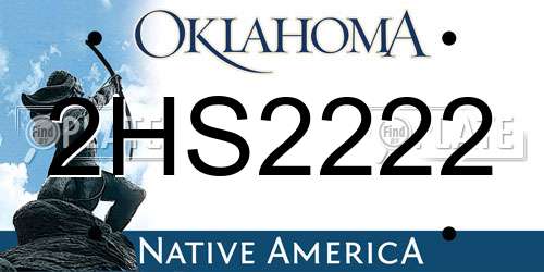 2HS2222 Oklahoma License Plate
