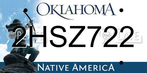 2HSZ722 Oklahoma License Plate