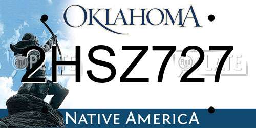 2HSZ727 Oklahoma License Plate