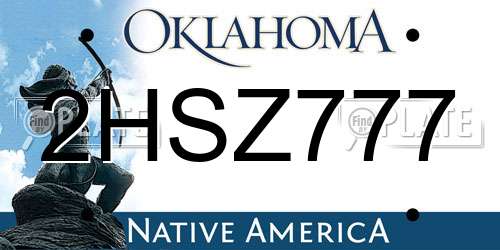2HSZ777 Oklahoma License Plate