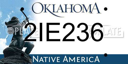 2IE236 Oklahoma License Plate