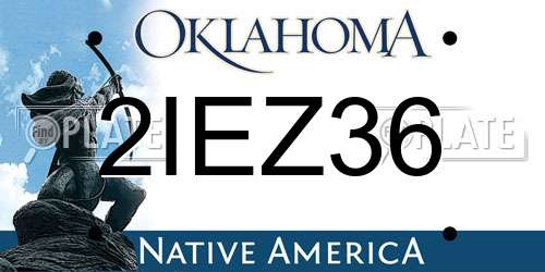 2IEZ36 Oklahoma License Plate