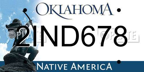 2IND678 Oklahoma License Plate