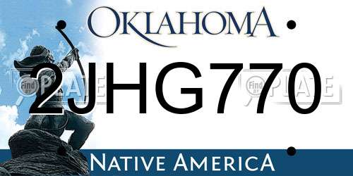 2JHG770 Oklahoma License Plate