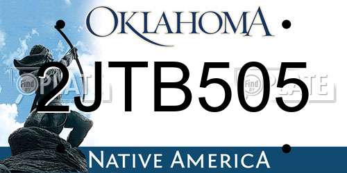 2JTB505 Oklahoma License Plate