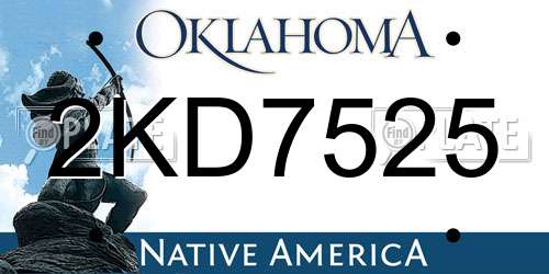 2KD7525 Oklahoma License Plate