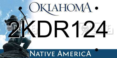 2KDR124 Oklahoma License Plate