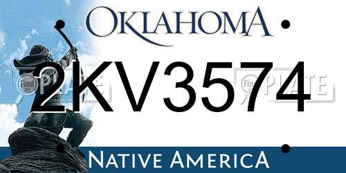 2KV3574 Oklahoma License Plate
