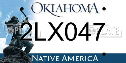 2LX047 Oklahoma License Plate