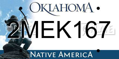 2MEK167 Oklahoma License Plate