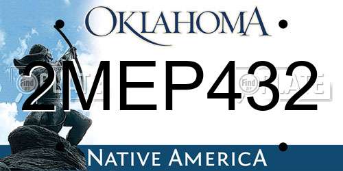 2MEP432 Oklahoma License Plate