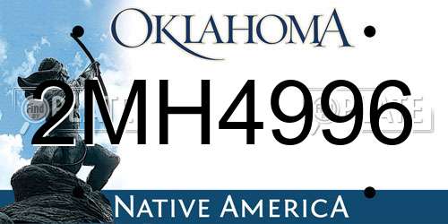 2MH4996 Oklahoma License Plate