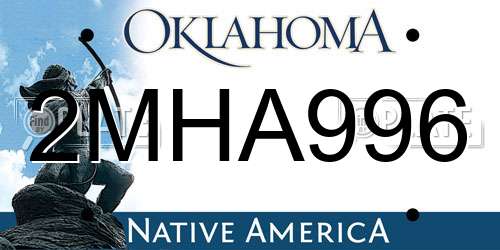 2MHA996 Oklahoma License Plate