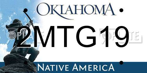 2MTG19 Oklahoma License Plate