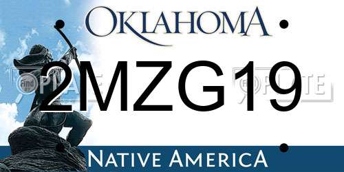 2MZG19 Oklahoma License Plate