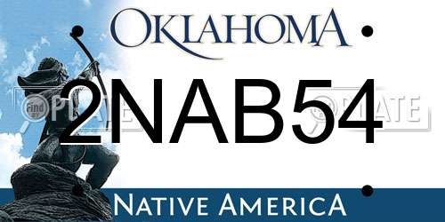 2NAB54 Oklahoma License Plate