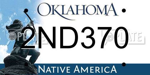 2ND370 Oklahoma License Plate