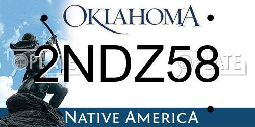 2NDZ58 Oklahoma License Plate