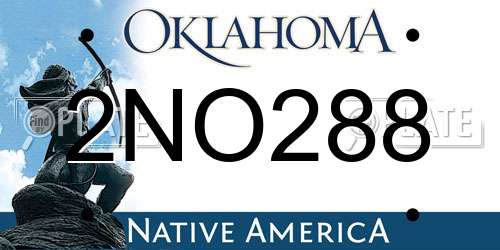 2NO288 Oklahoma License Plate