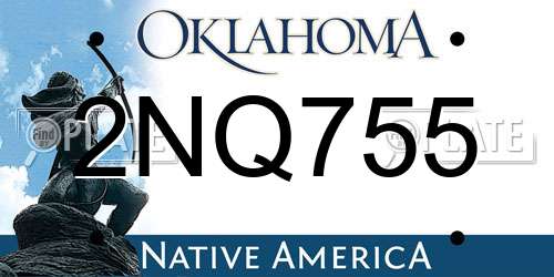 2NQ755 Oklahoma License Plate