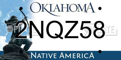 2NQZ58 Oklahoma License Plate