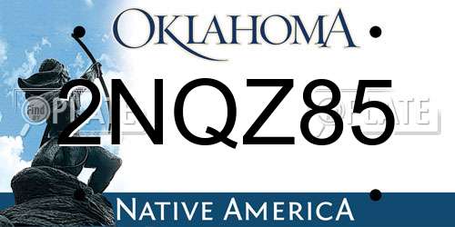 2NQZ85 Oklahoma License Plate