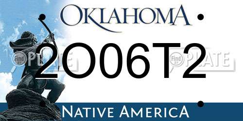 2O06T2 Oklahoma License Plate