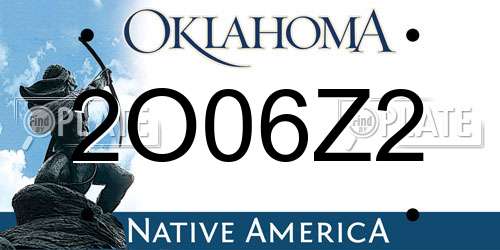 2O06Z2 Oklahoma License Plate