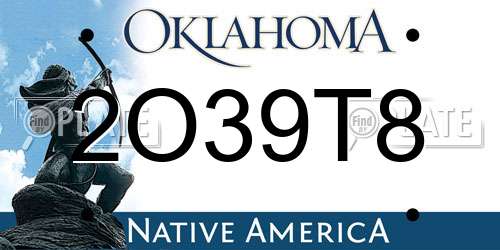 2O39T8 Oklahoma License Plate