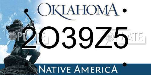 2O39Z5 Oklahoma License Plate