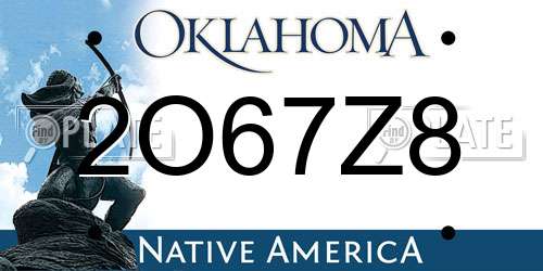 2O67Z8 Oklahoma License Plate