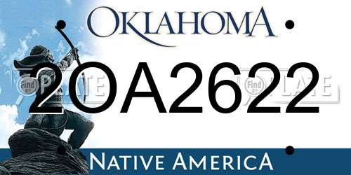 2OA2622 Oklahoma License Plate