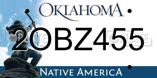2OBZ455 Oklahoma License Plate