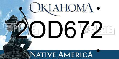 2OD672 Oklahoma License Plate