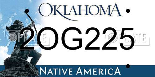 2OG225 Oklahoma License Plate