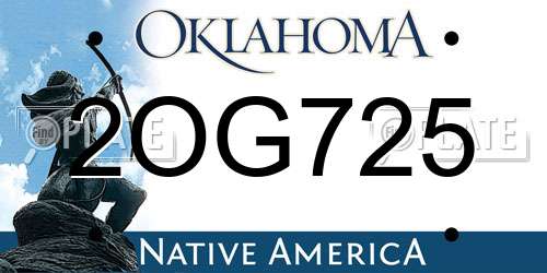 2OG725 Oklahoma License Plate