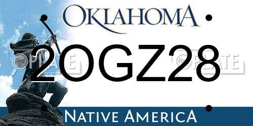 2OGZ28 Oklahoma License Plate