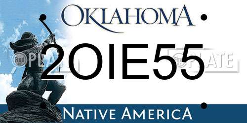 2OIE55 Oklahoma License Plate
