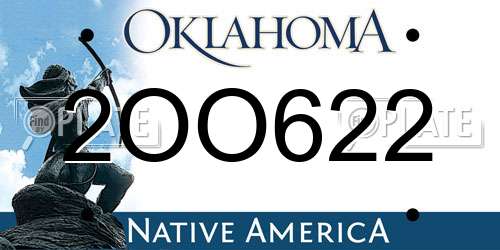 2OO622 Oklahoma License Plate
