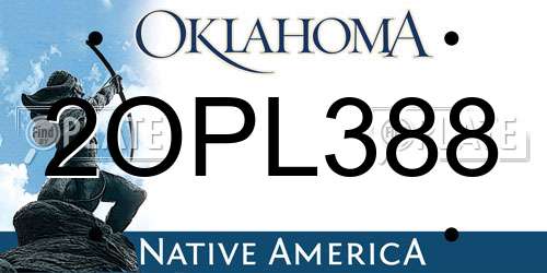2OPL388 Oklahoma License Plate