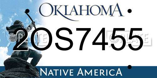 2OS7455 Oklahoma License Plate