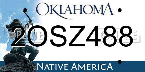 2OSZ488 Oklahoma License Plate