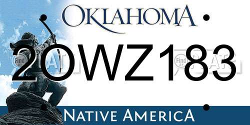2OWZ183 Oklahoma License Plate