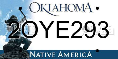 2OYE293 Oklahoma License Plate