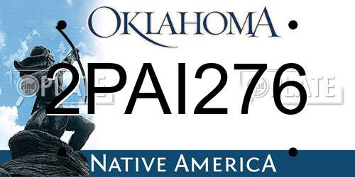 2PAI276 Oklahoma License Plate