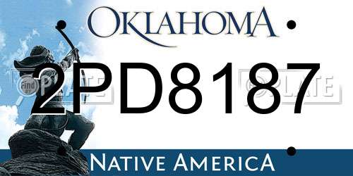 2PD8187 Oklahoma License Plate