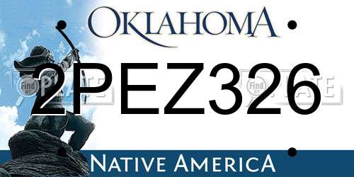 2PEZ326 Oklahoma License Plate