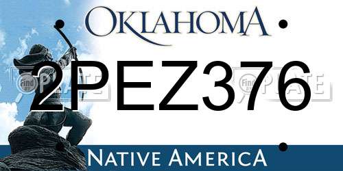 2PEZ376 Oklahoma License Plate